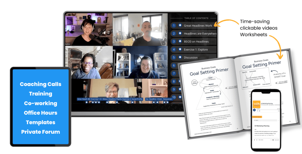 Women in business virtual conference showcasing female entrepreneurs and professional growth.